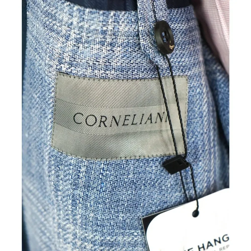 $1,995 CORNELIANI - Baby Blue Wool/Linen Coat Insert Blazer - 44R